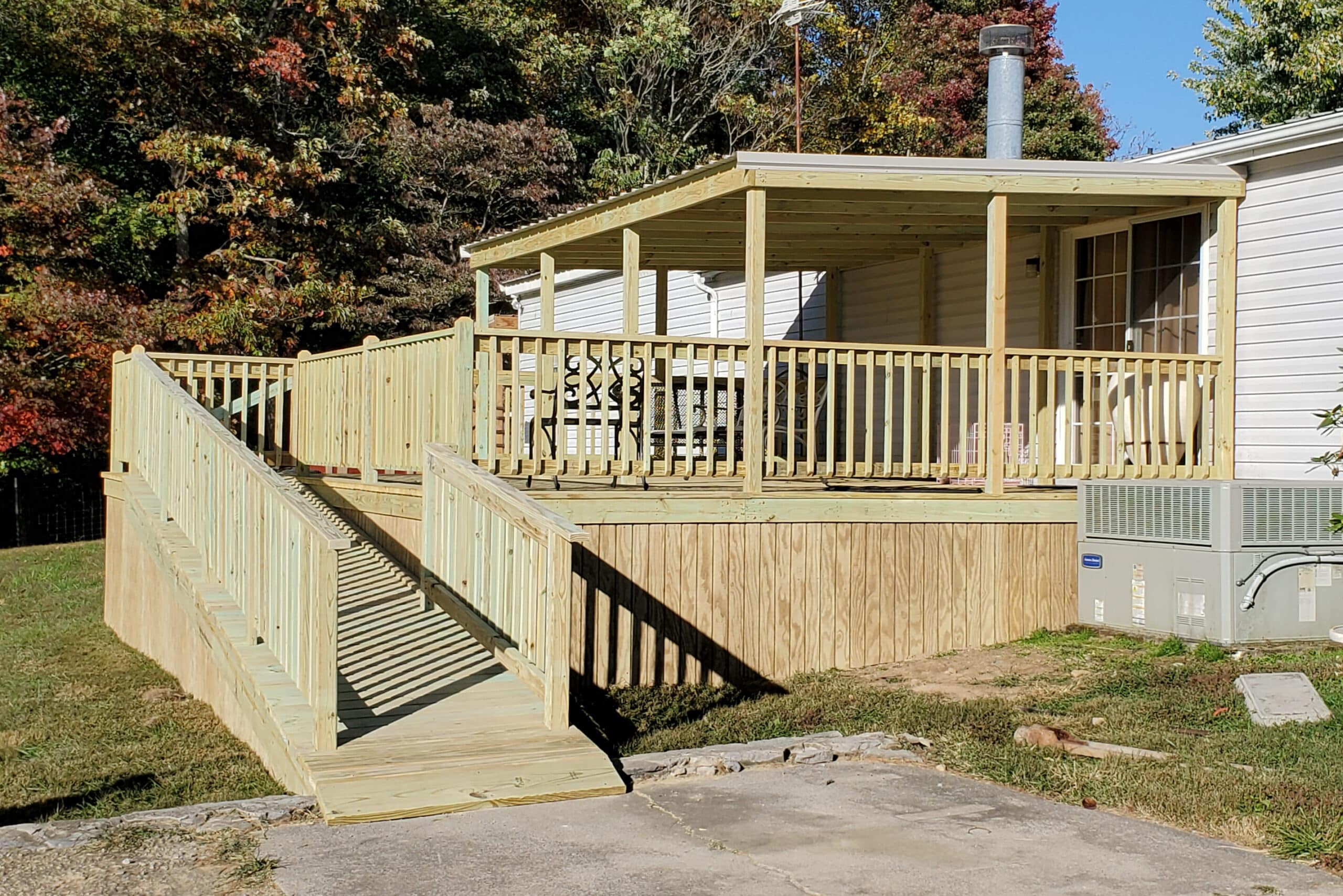 18x20 single pitch sloped roof with ramp and underpinning