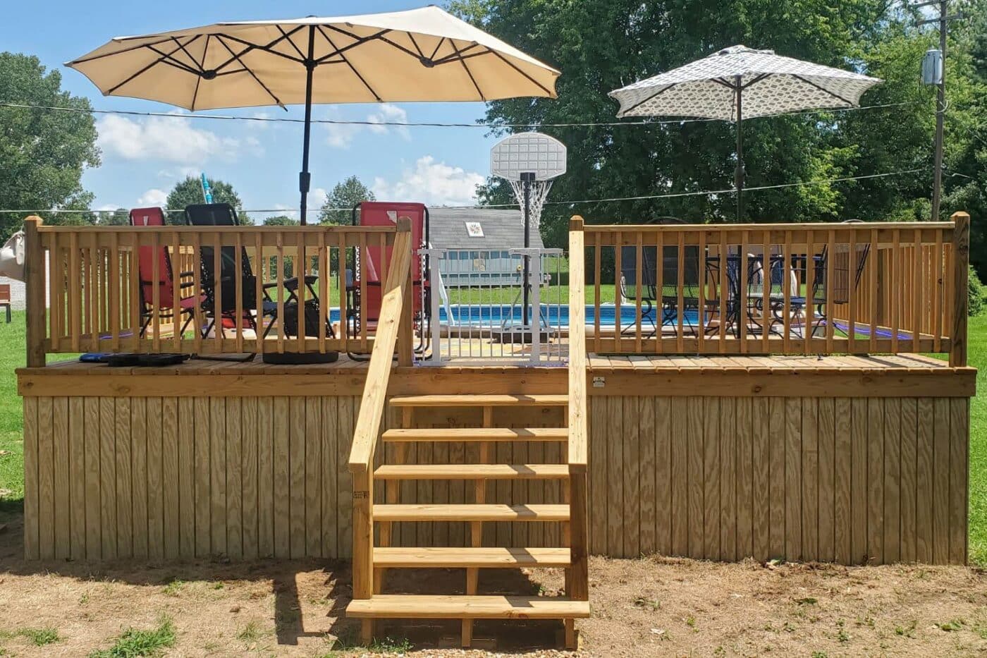Pool Deck by above ground pool in Kentucky