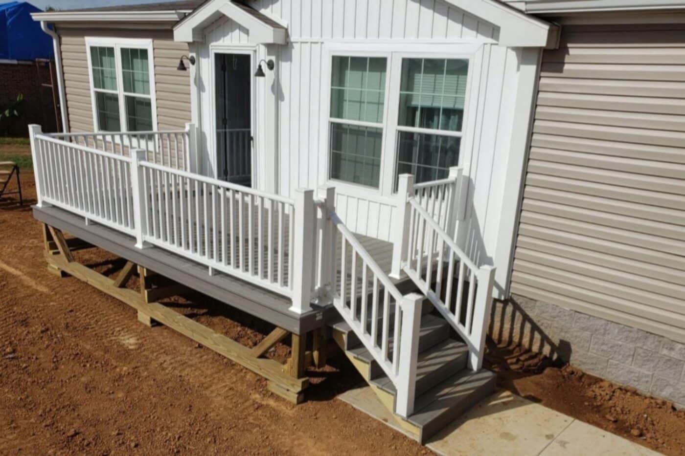 White vinyl deck outside Kentucky home