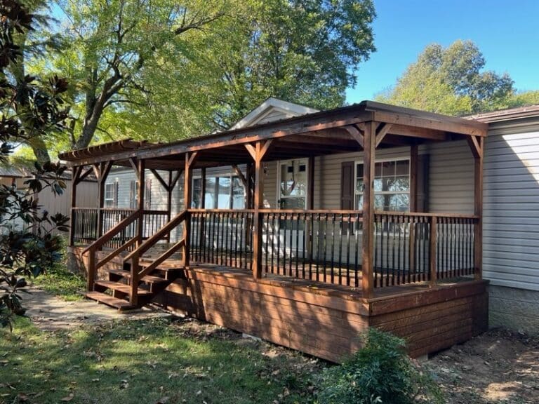 10x30 Porch with Roof from an angle in Sacramento, KY