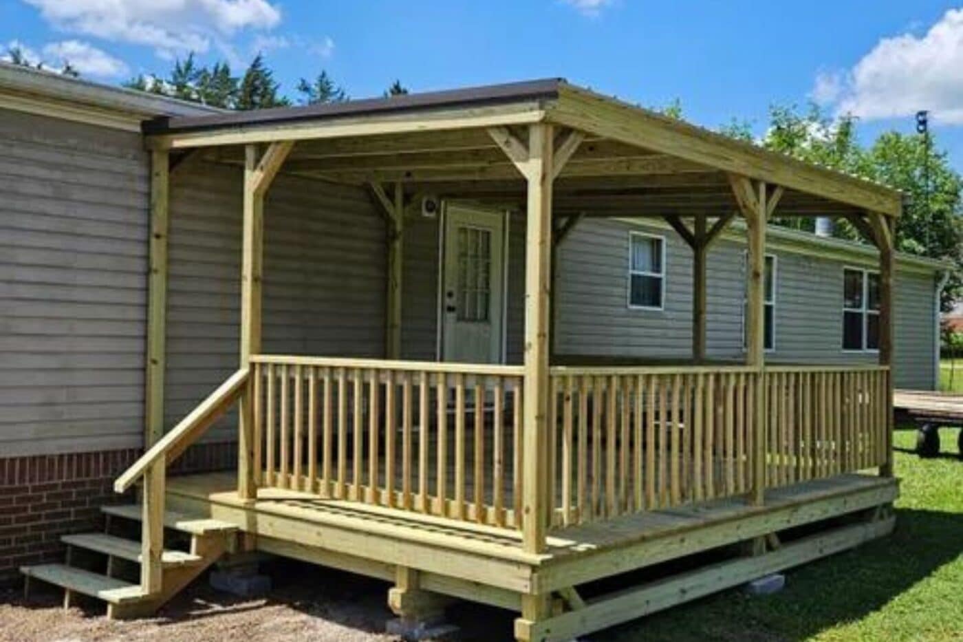 custom built wood porch in castalian springs