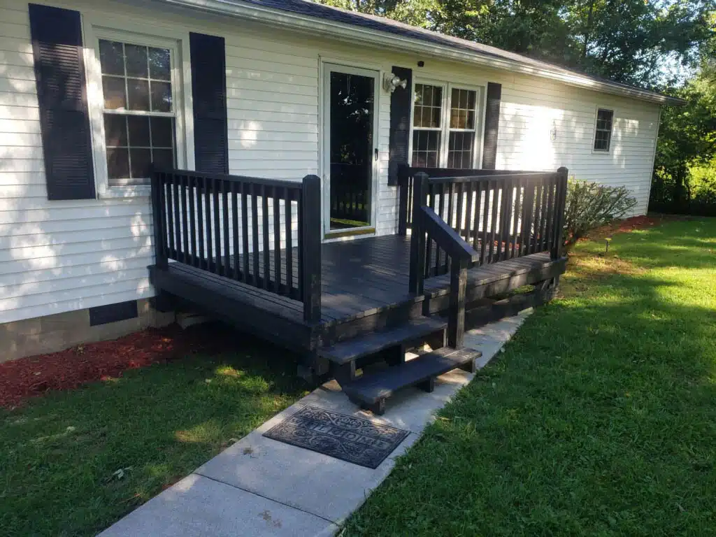 dark wood front porch builder