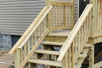 portable decks with handrailing