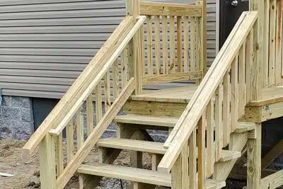 portable decks with handrailing