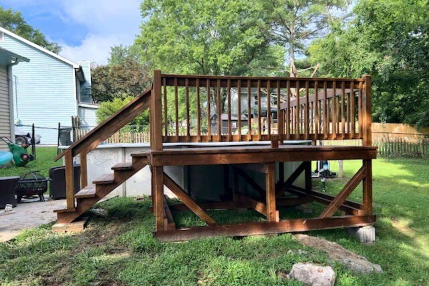 wooden 10x10 aboveground pool deck in nashville tn