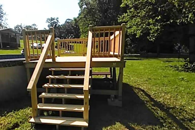 wooden 10x12 aboveground pool deck in lafayette